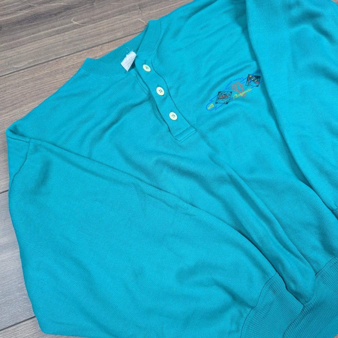 Vintage Green Button Up Canoe Graphic Made in Italy Sweatshirt Size L