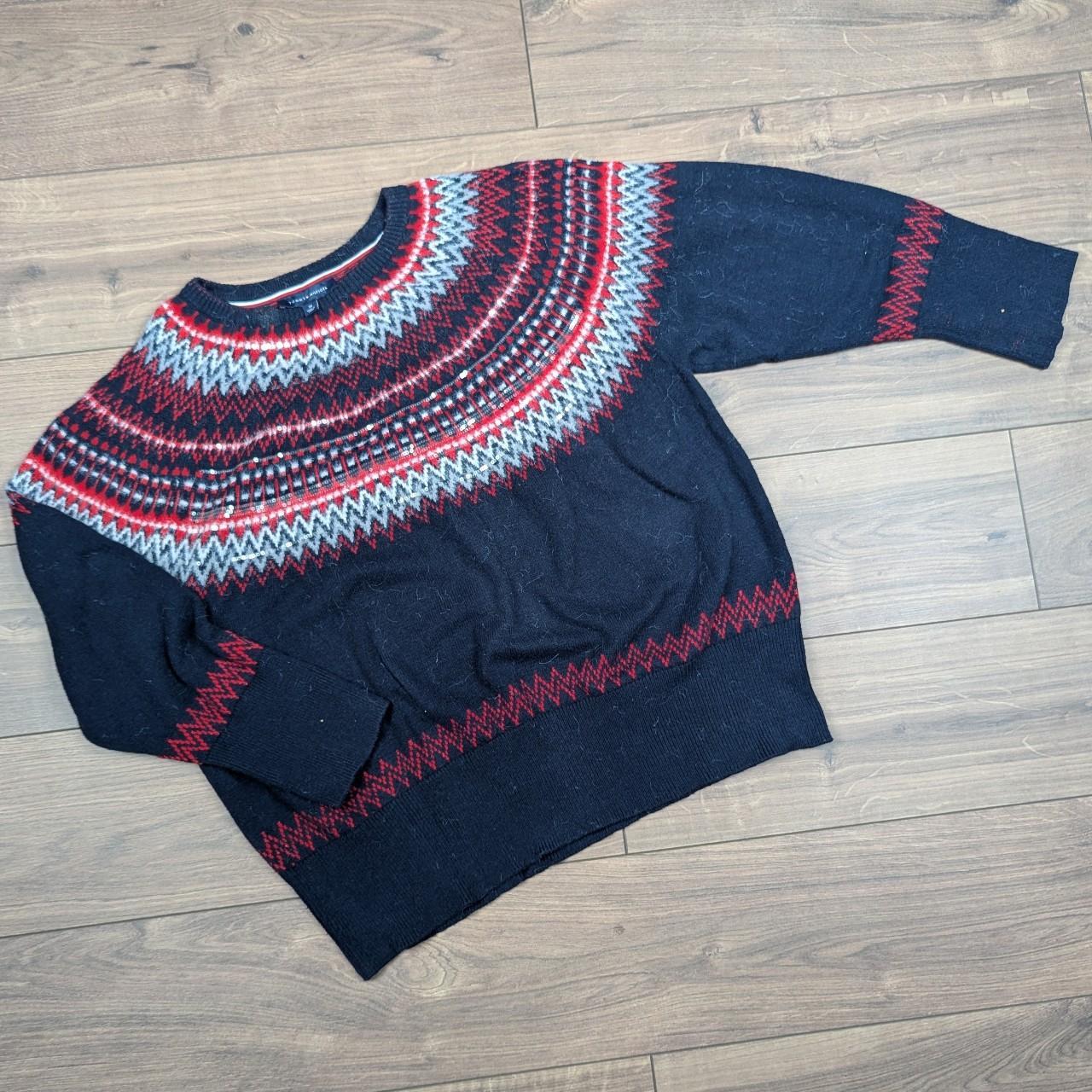 Tommy Hilfiger Vintage 90's Red & Navy Blue Mohair Style Jumper Women's 3XL