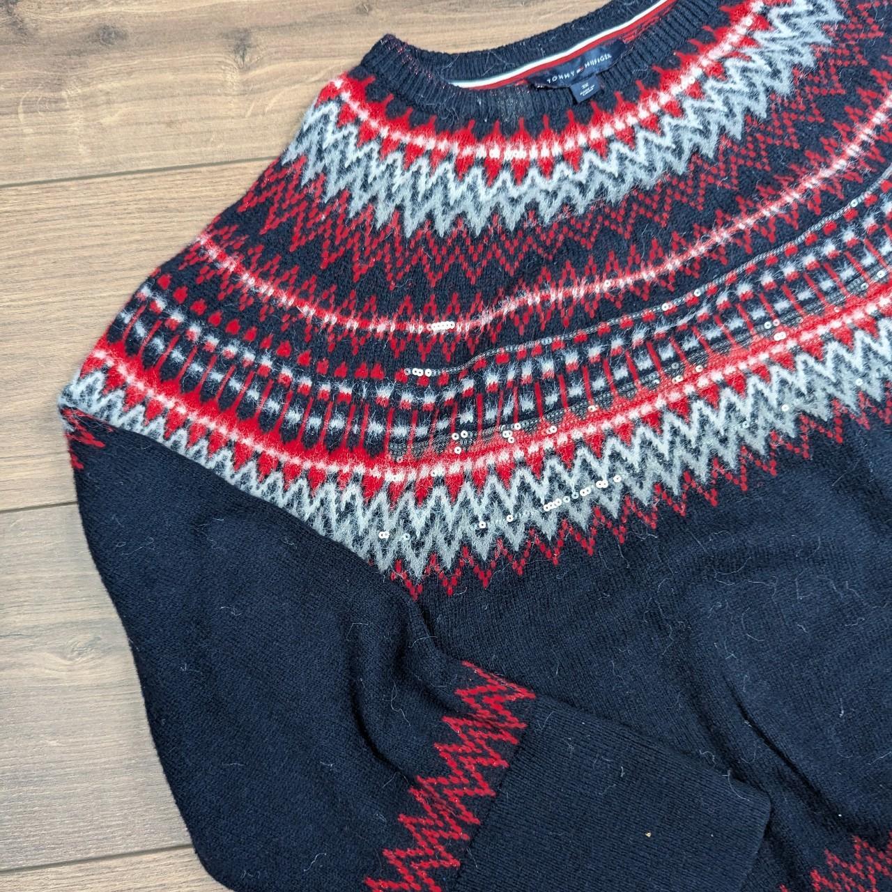 Tommy Hilfiger Vintage 90's Red & Navy Blue Mohair Style Jumper Women's 3XL