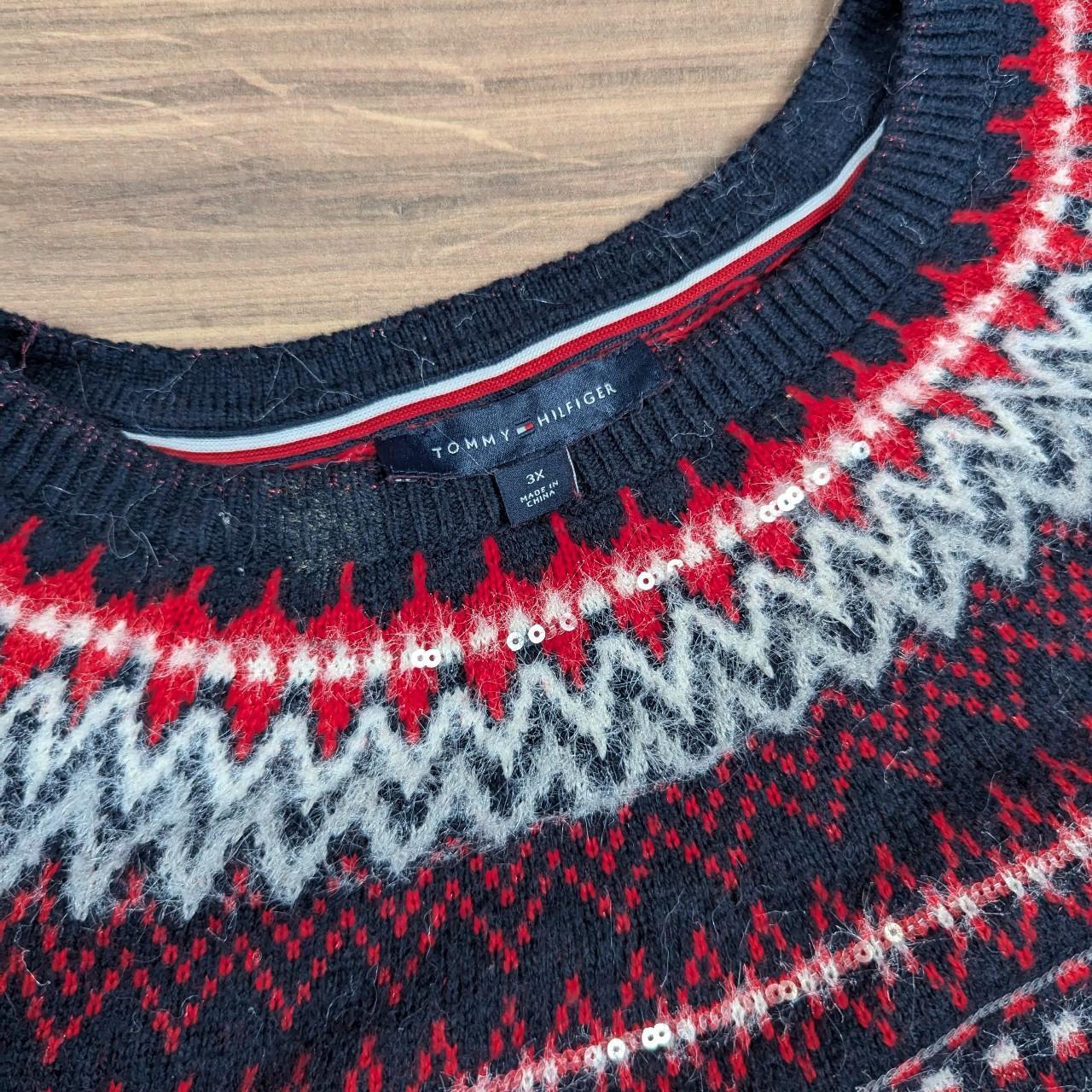 Tommy Hilfiger Vintage 90's Red & Navy Blue Mohair Style Jumper Women's 3XL