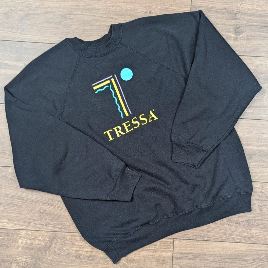 Vintage 1980's Black Modern Art Graphic Tressa Sweatshirt Jumper