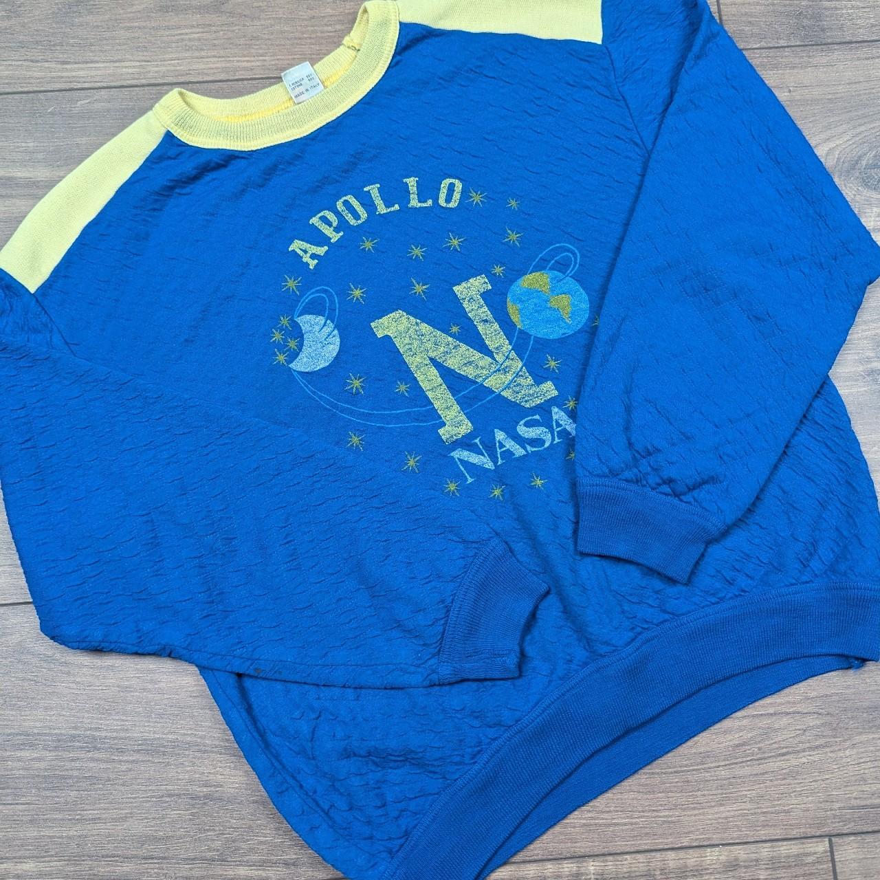 Vintage 1980's Blue/Yellow NASA APOLLO Graphic Sweatshirt Jumper
