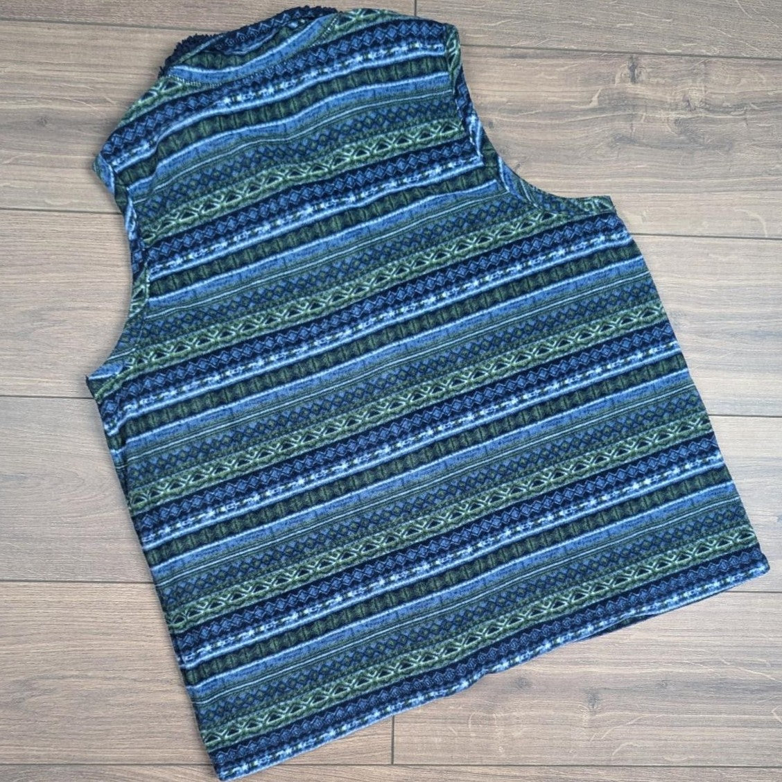 Vintage Crazy Pattern Fleece Button Vest Waistcoat Gilet Men's L/XL