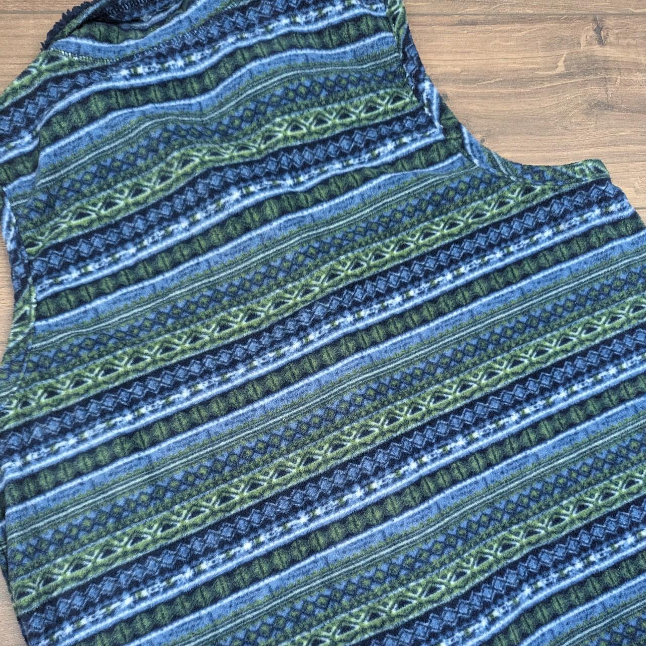 Vintage Crazy Pattern Fleece Button Vest Waistcoat Gilet Men's L/XL