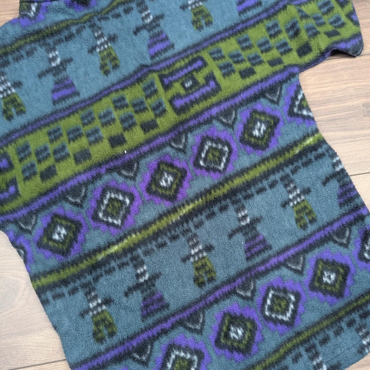 Vintage 90's Green/Purple Fleece Unique Thermal Zip T-Shirt with Pockets Men's M