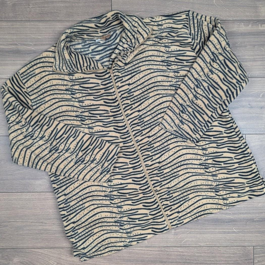 90's Vintage Tiger Print Crazy Pattern Fleece Orange/Black Fleece Women's 5XL