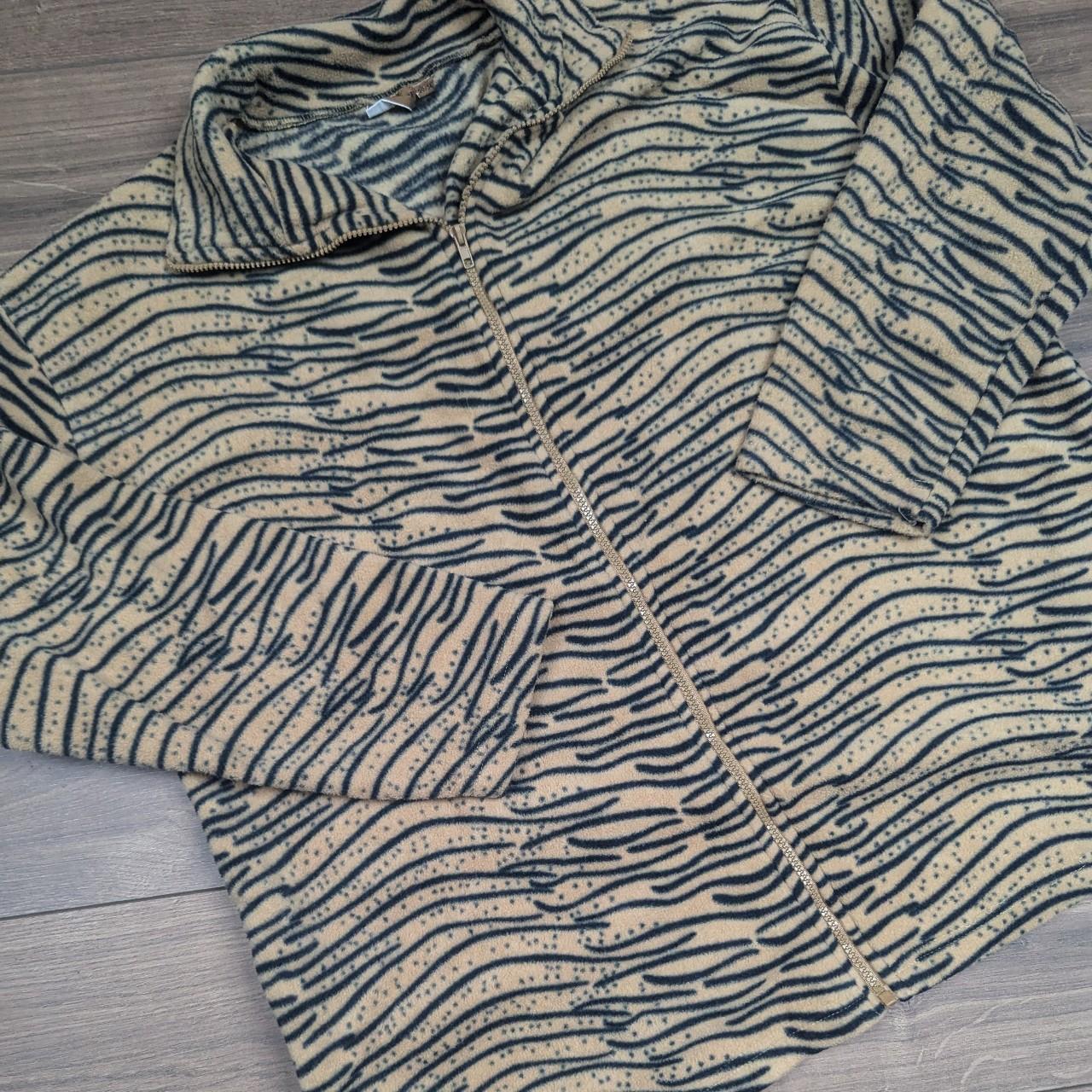 90's Vintage Tiger Print Crazy Pattern Fleece Orange/Black Fleece Women's 5XL