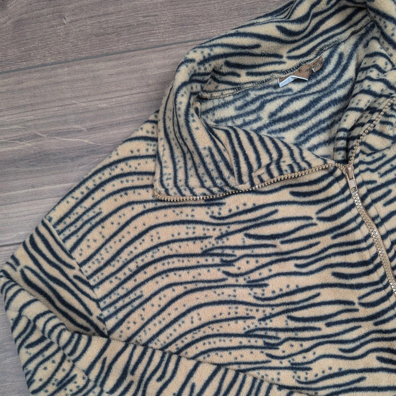 90's Vintage Tiger Print Crazy Pattern Fleece Orange/Black Fleece Women's 5XL
