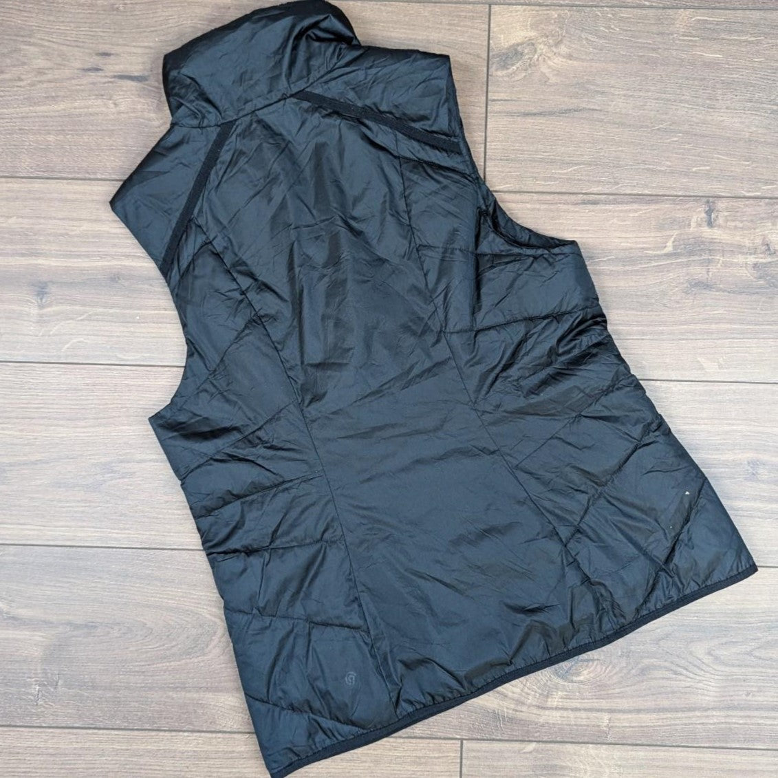 Vintage Black Champion Women's Puffer Gilet Jacket Size L/UK 12