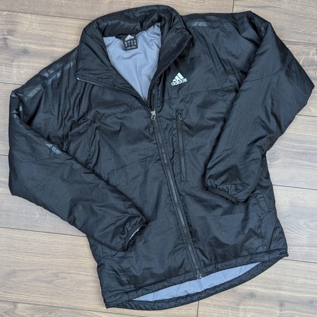 Black Adidas Primaloft Drawstring Puffer Jacket Coat Women's M