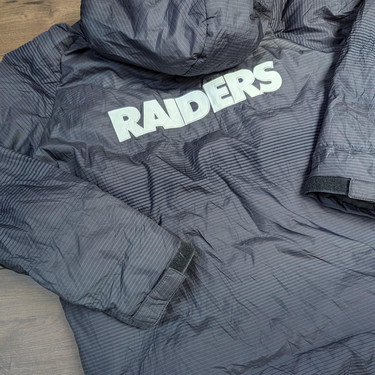 Grey NFL Las Vegas Raiders Pro Line Puffer Jacket Coat Men's L