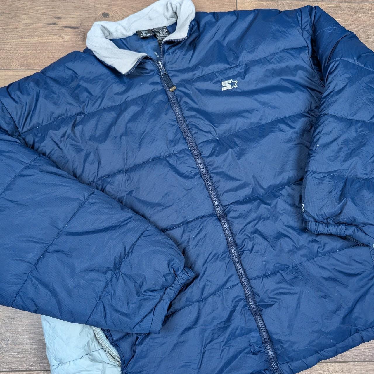 Vintage Starter Navy Blue Feather Down Puffer Jacket Coat Men's 2XL