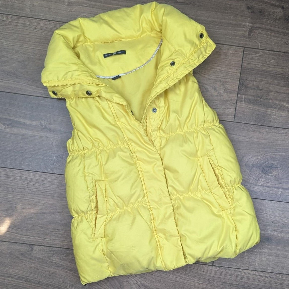 Gap Vintage 00's y2k Yellow Down Puffer Gilet Bodywarmer Women's M