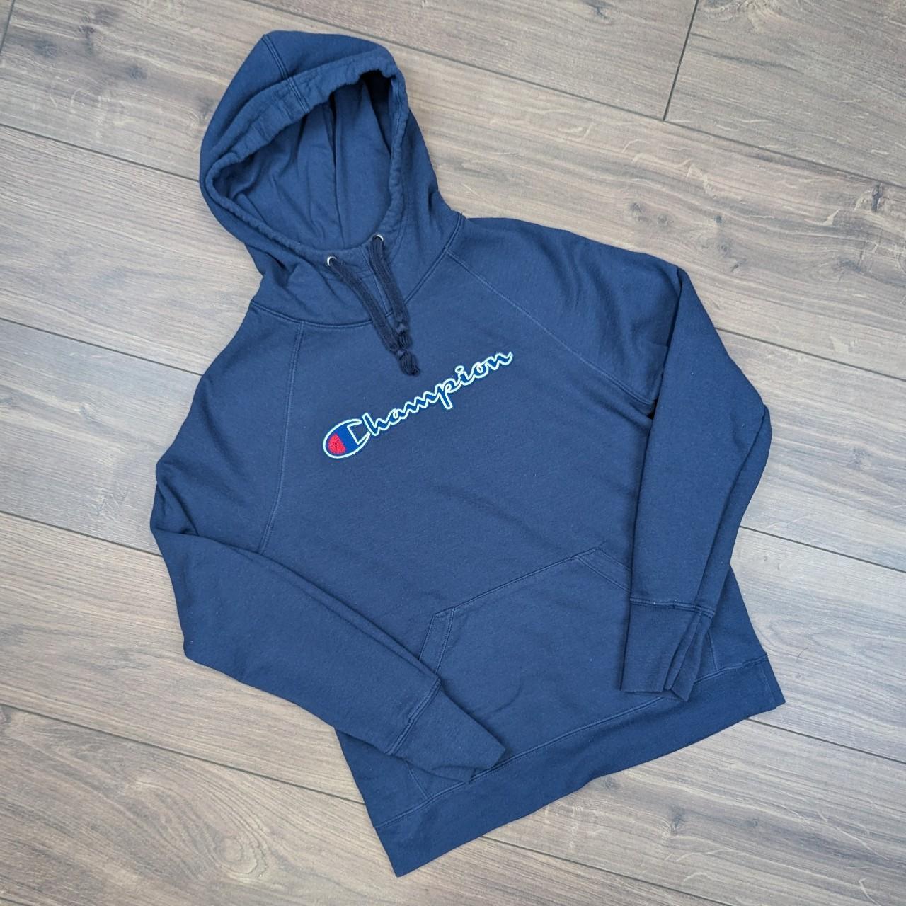 Navy Blue Champion Spellout Hoodie Women's S