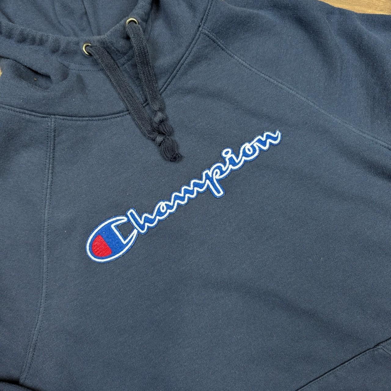 Navy Blue Champion Spellout Hoodie Women's S