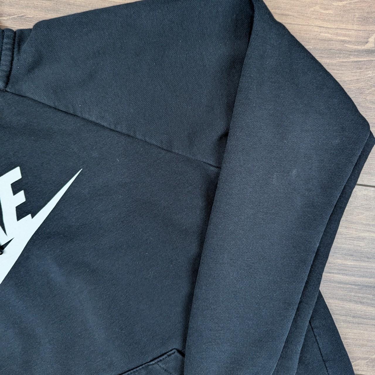 Black and White Nike Graphic Spellout Logo Swoosh Hoodie Women's S