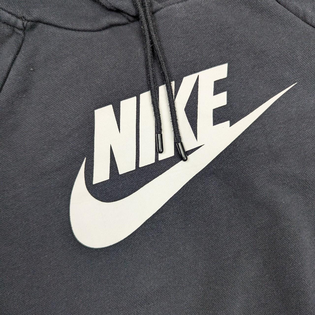 Black and White Nike Graphic Spellout Logo Swoosh Hoodie Women's S