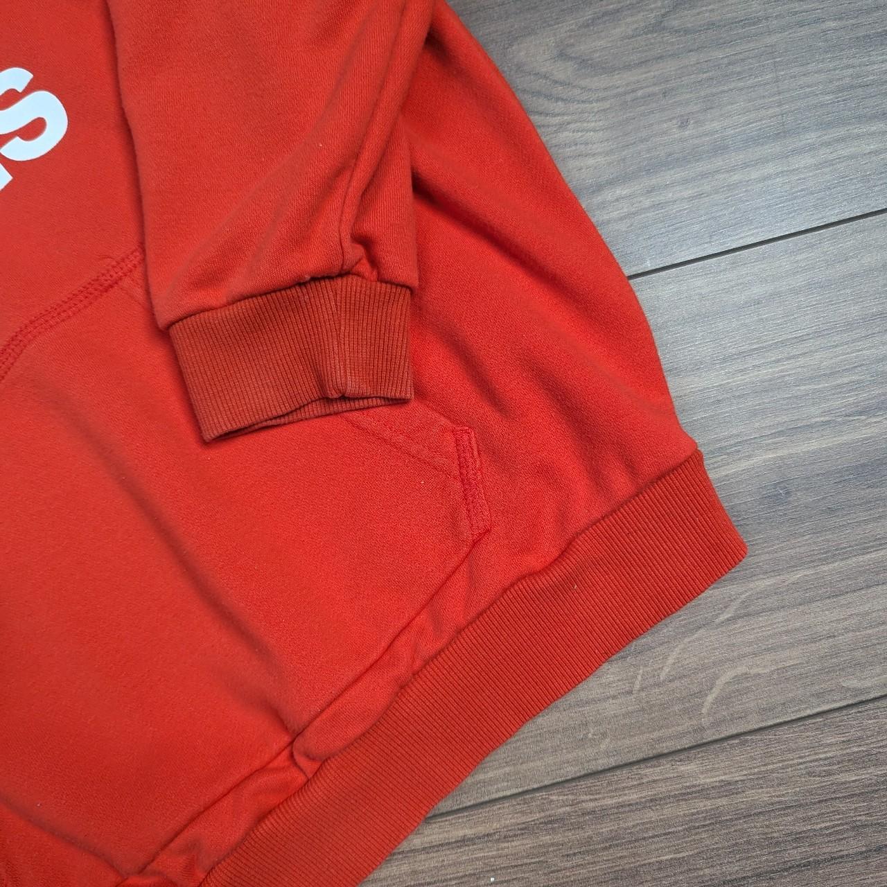 Red Adidas Trefoil Spellout Hoodie UK10/S Baggy Oversized