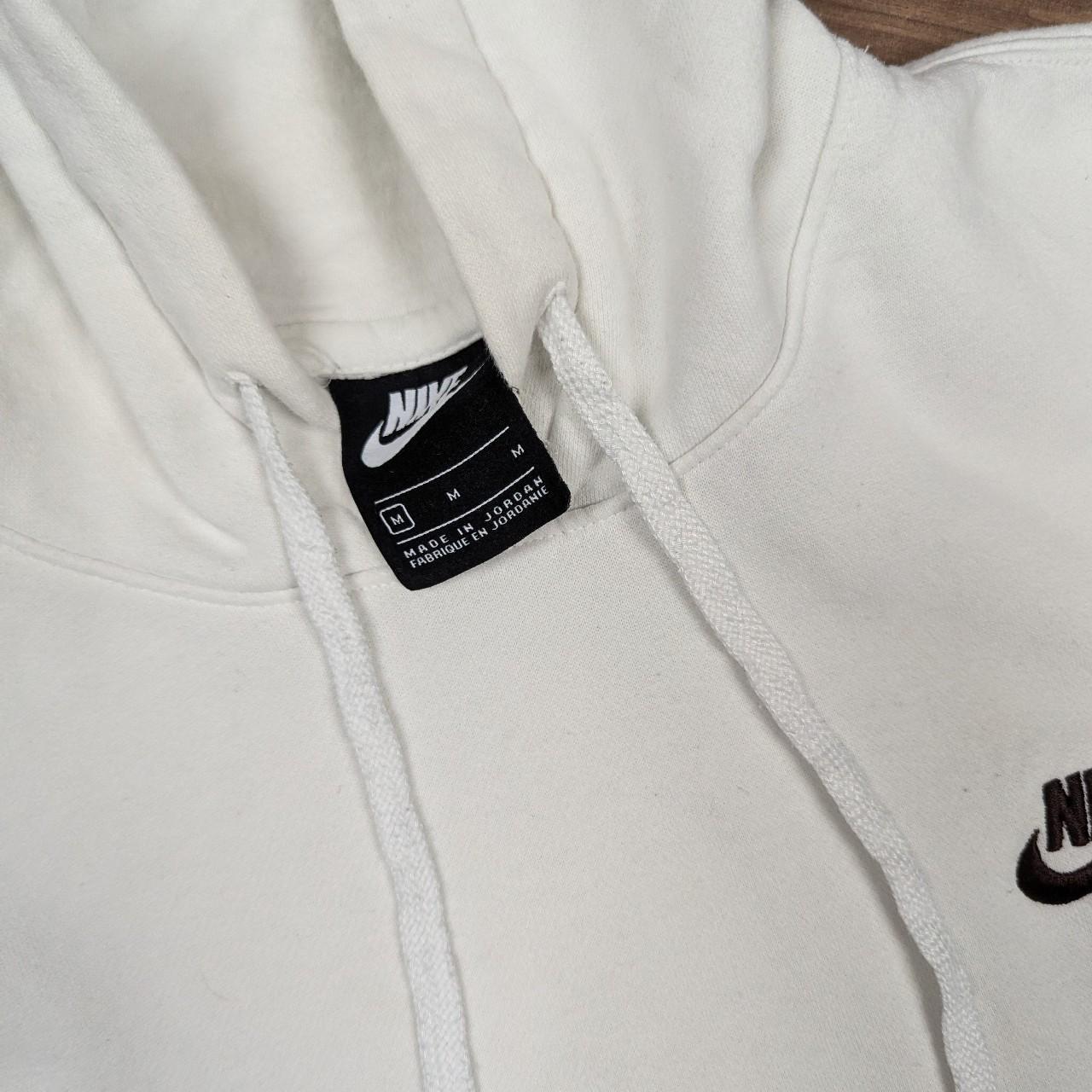 2010's Cream/Brown Nike Swoosh Logo Vintage Hoodie Baggy Oversized Men's M