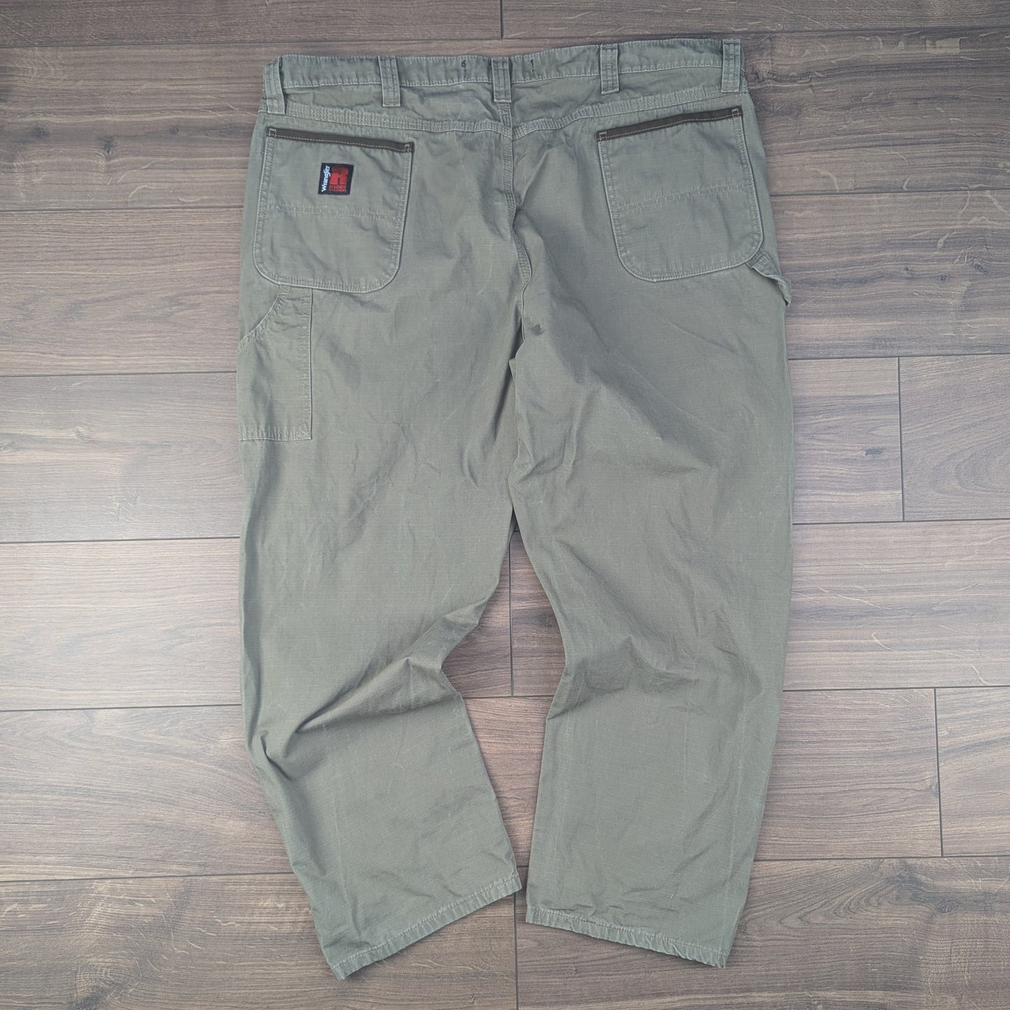 Khaki Brown Wrangler Riggs Workwear Straight Leg Cargo Carpenter Jeans W44 L30
