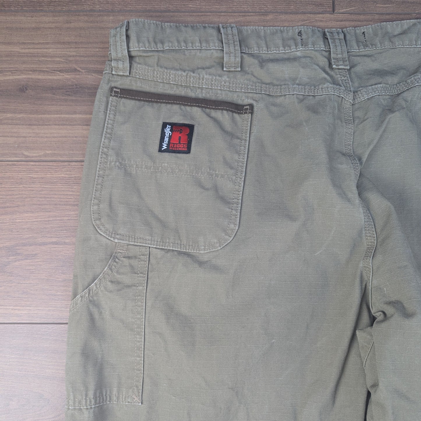 Khaki Brown Wrangler Riggs Workwear Straight Leg Cargo Carpenter Jeans W44 L30