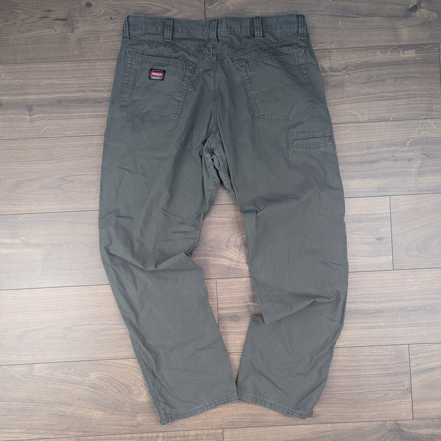 Khaki Wrangler Workwear Straight Leg Carpenter Cargo Jeans Trousers W38 L32