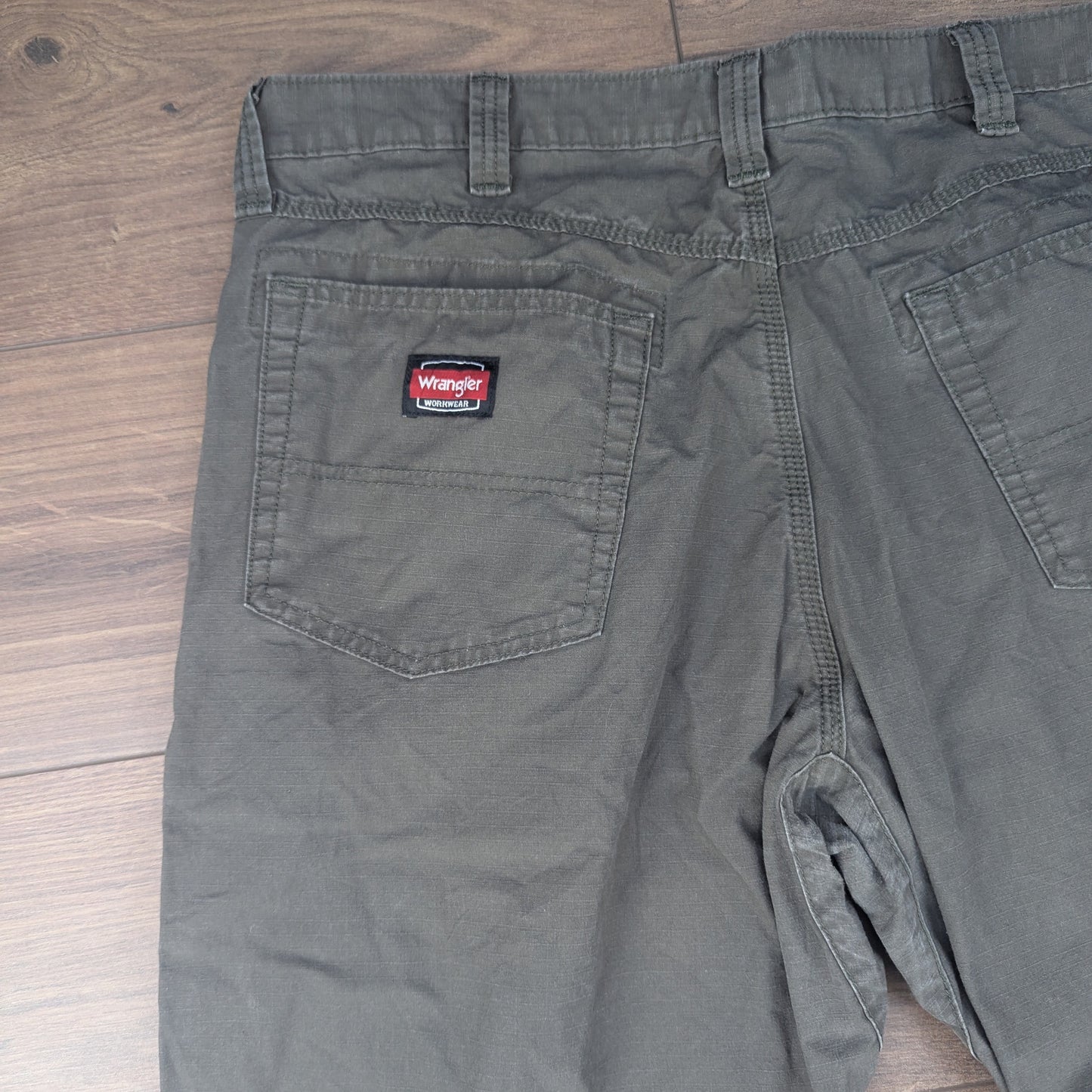 Khaki Wrangler Workwear Straight Leg Carpenter Cargo Jeans Trousers W38 L32