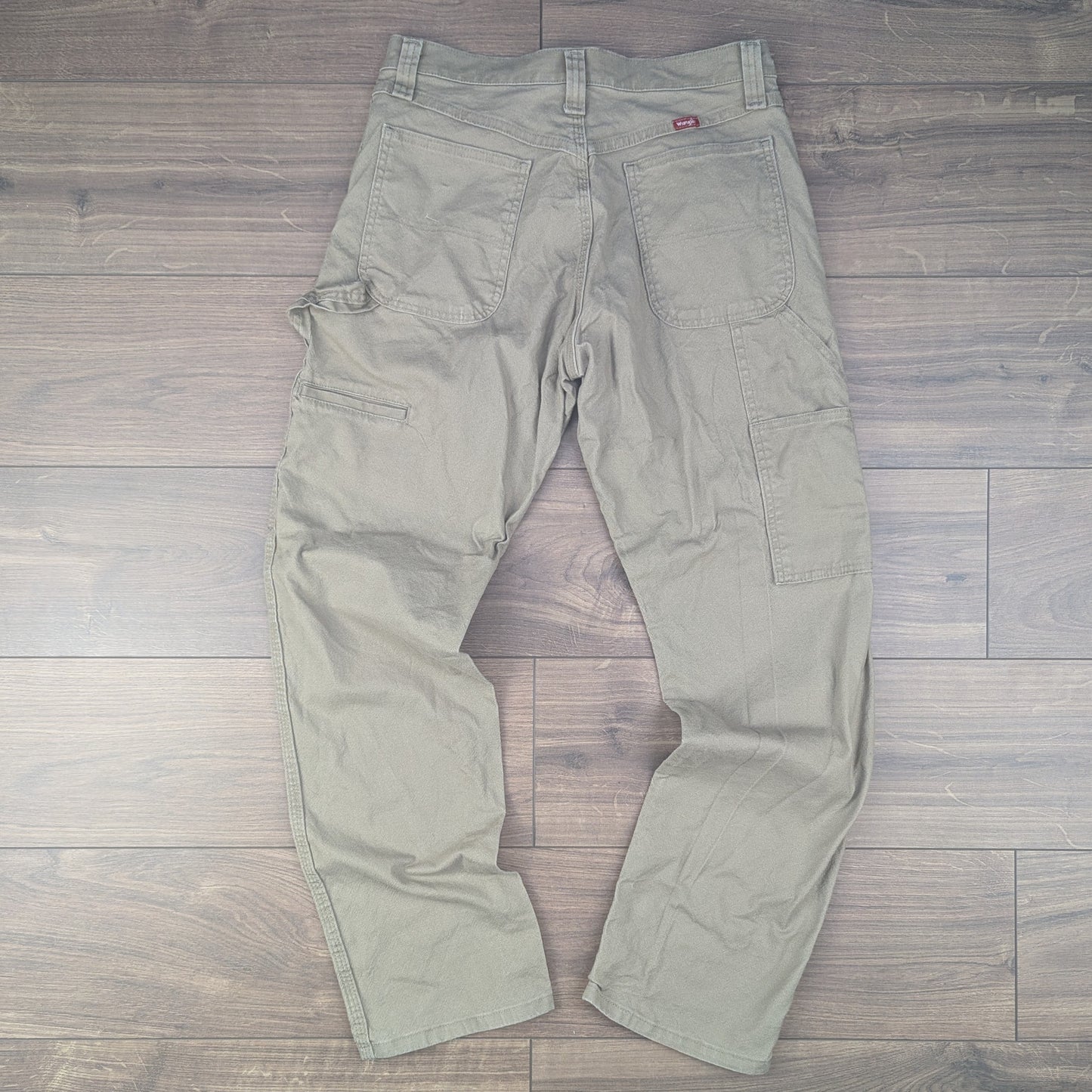 Beige Brown Vintage Wrangler Straight Leg Carpenter Cargo Jeans Trousers W30 L32