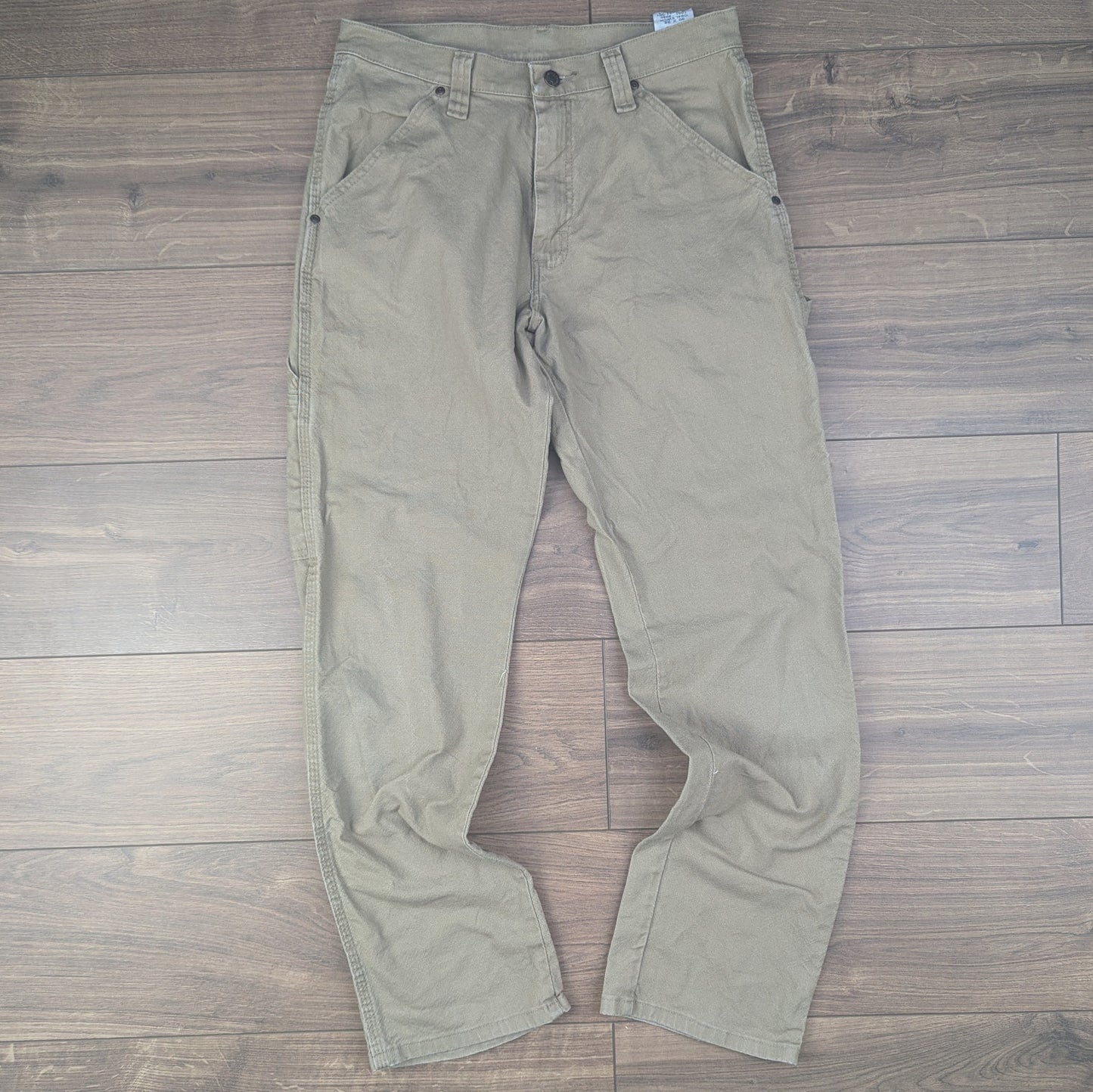 Beige Brown Vintage Wrangler Straight Leg Carpenter Cargo Jeans Trousers W30 L32