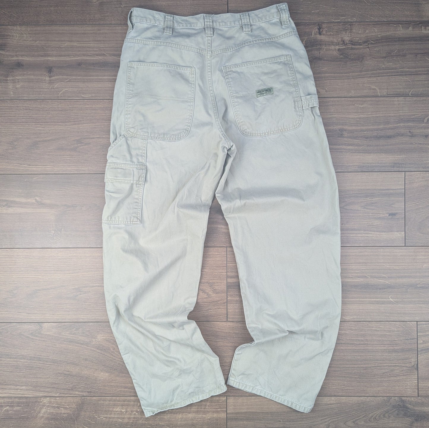 Beige Vintage Wrangler Jeans Straight Leg Carpenter Cargo Jeans Trousers W34 L30