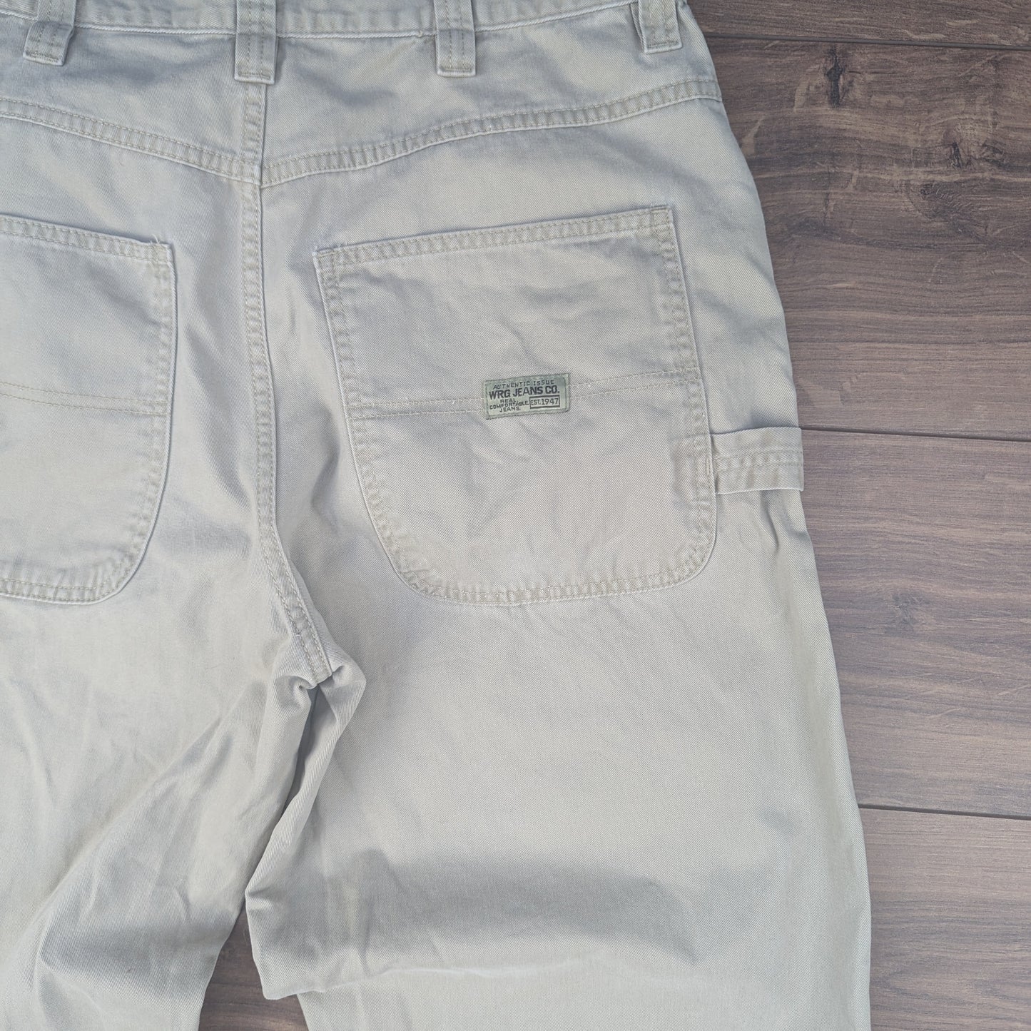 Beige Vintage Wrangler Jeans Straight Leg Carpenter Cargo Jeans Trousers W34 L30