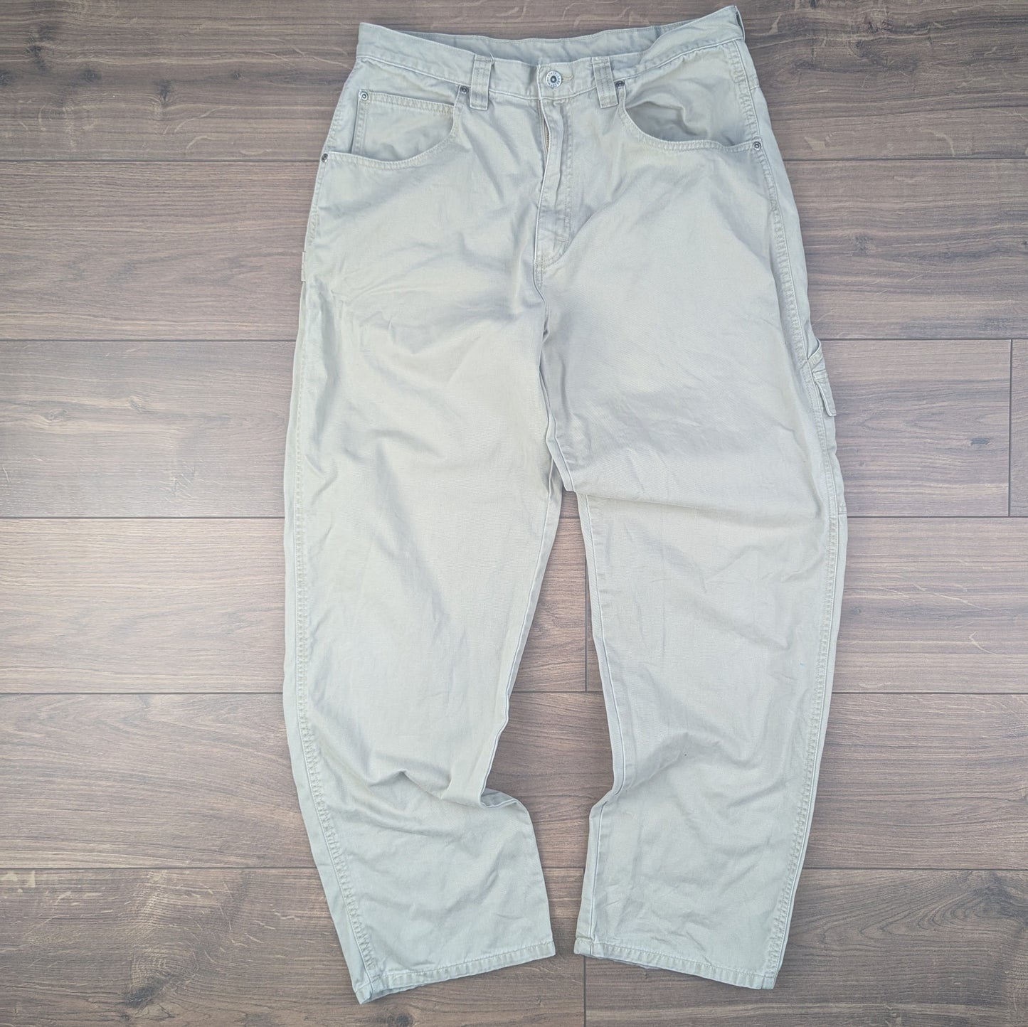 Beige Vintage Wrangler Jeans Straight Leg Carpenter Cargo Jeans Trousers W34 L30