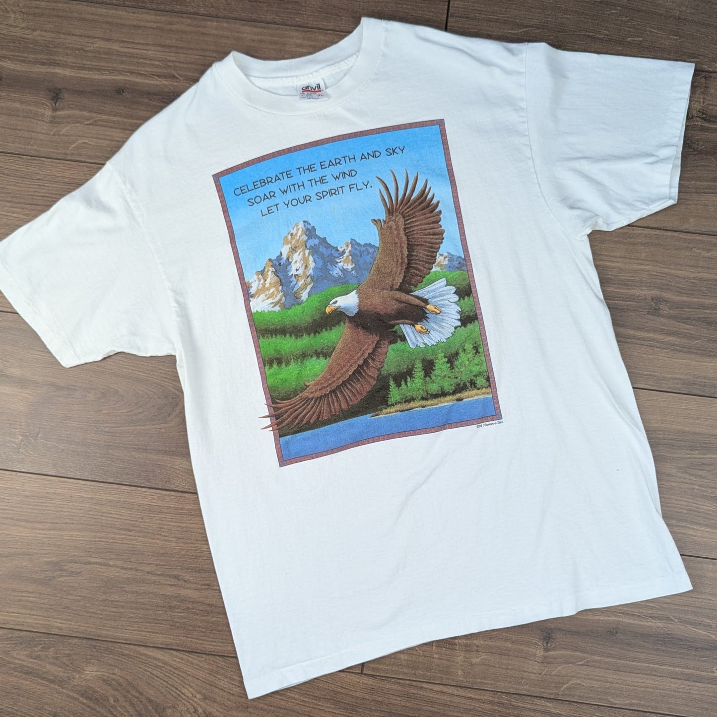 Vintage 90'S Single Stitch Eagle Mountains Graphic T-Shirt Size XL