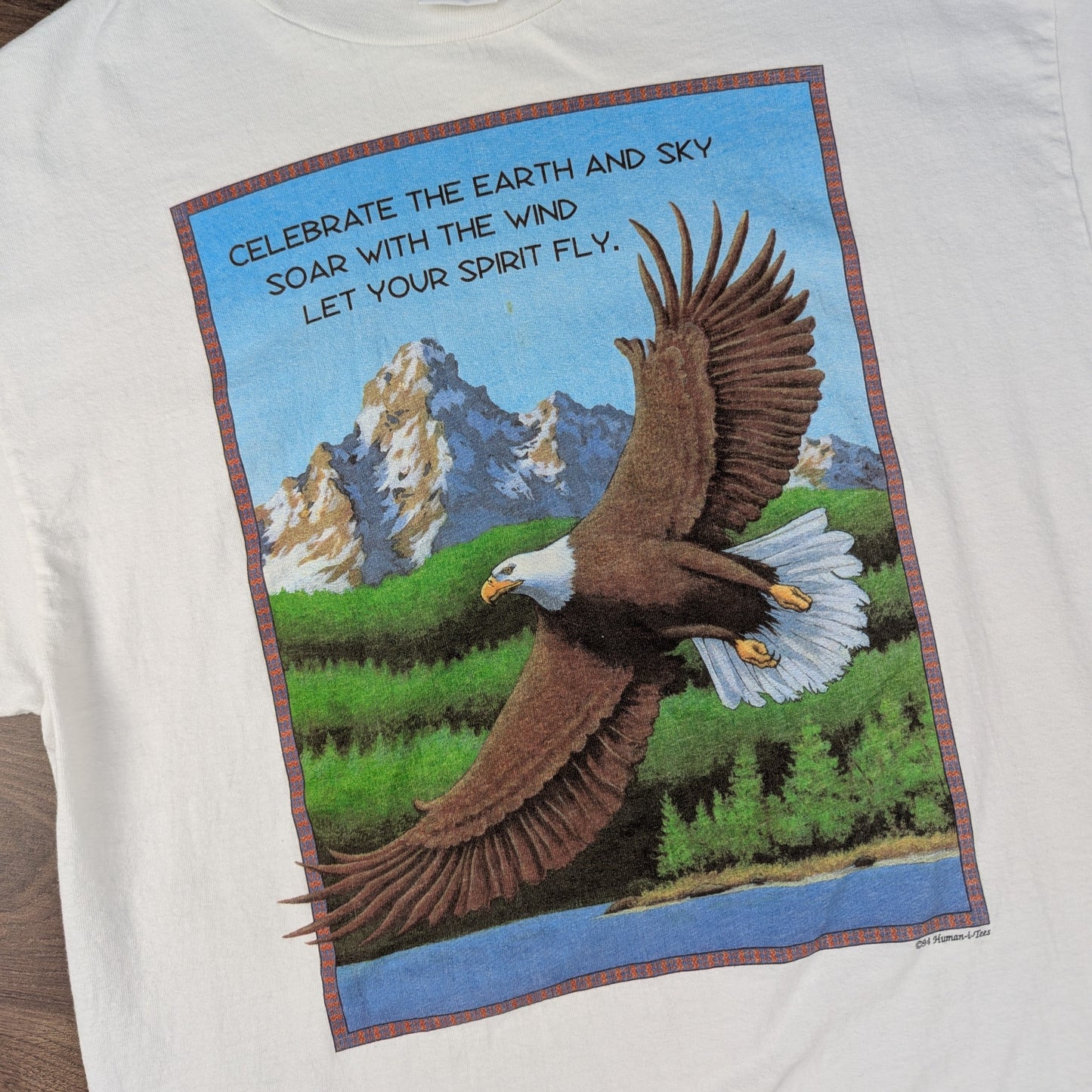 Vintage 90'S Single Stitch Eagle Mountains Graphic T-Shirt Size XL