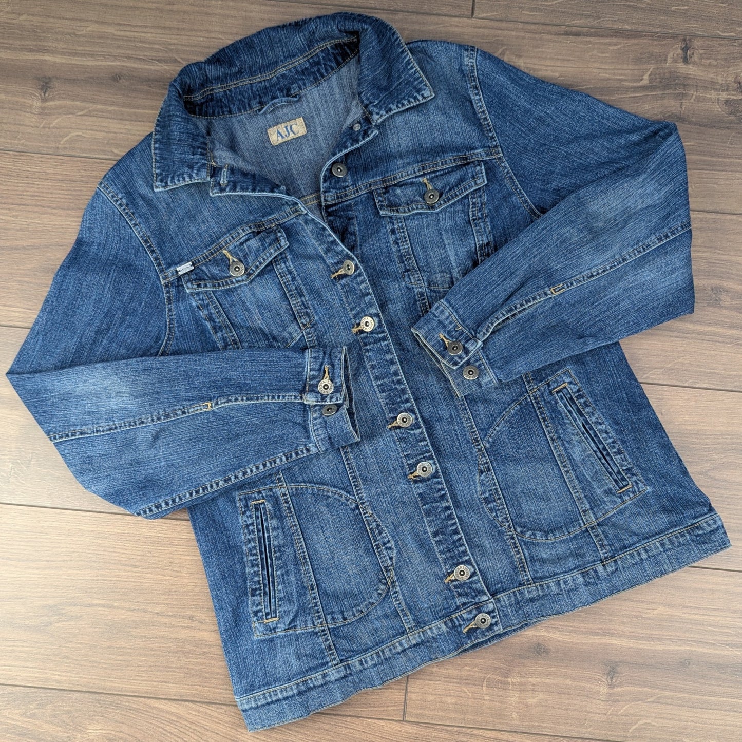 Vintage 00'S y2k Blue Fitted Denim Jacket Size L/XL