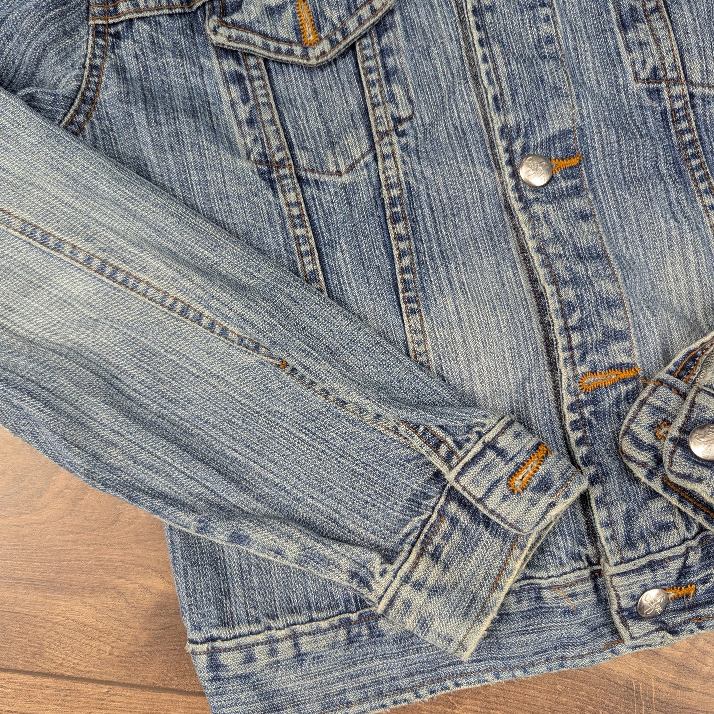 Vintage 00'S y2k Blue Fitted Denim Jacket Size UK10