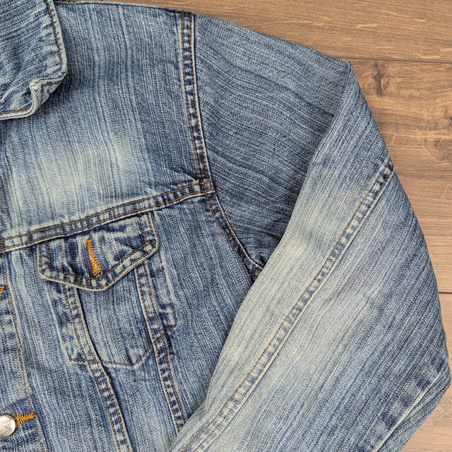 Vintage 00'S y2k Blue Fitted Denim Jacket Size UK10