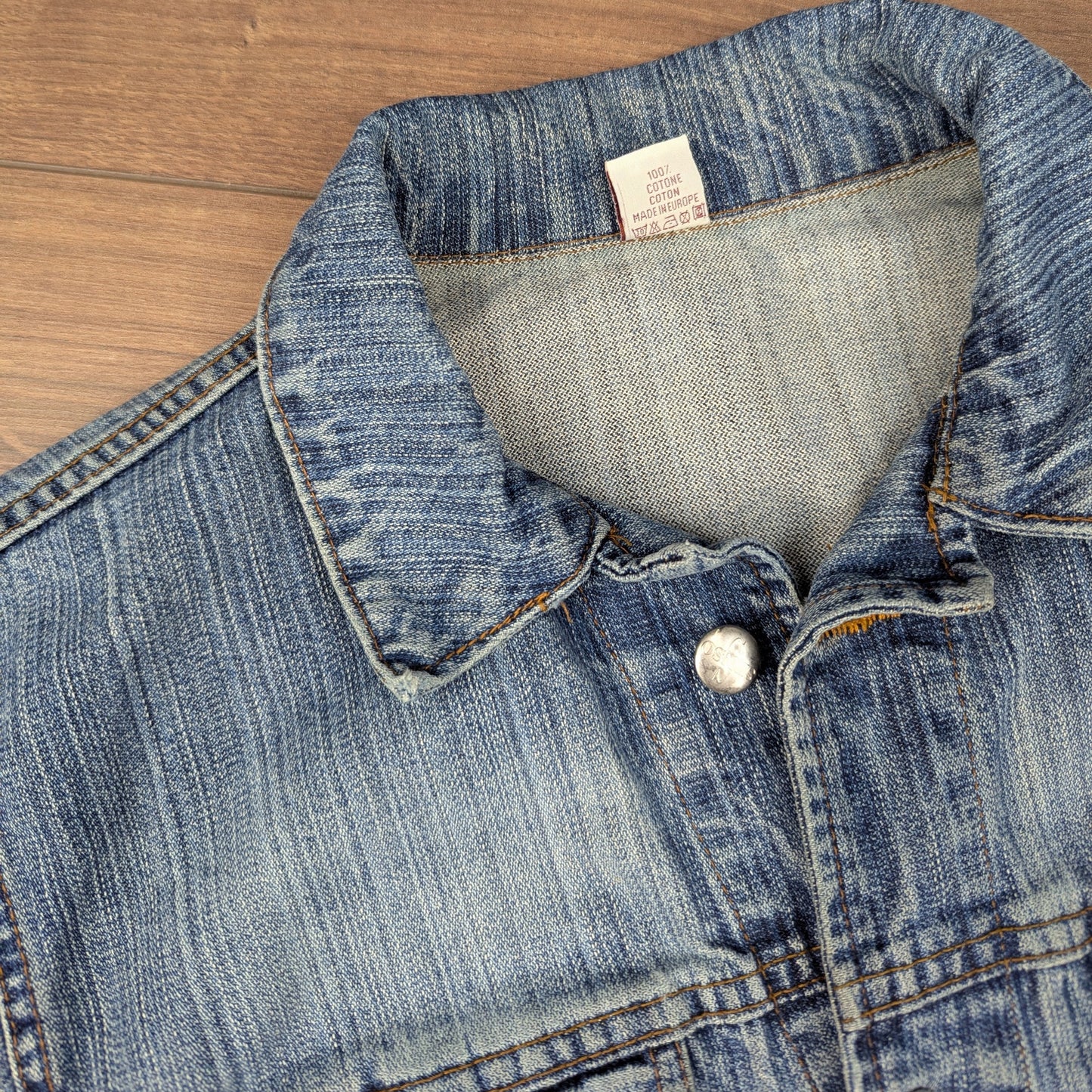 Vintage 00'S y2k Blue Fitted Denim Jacket Size UK10