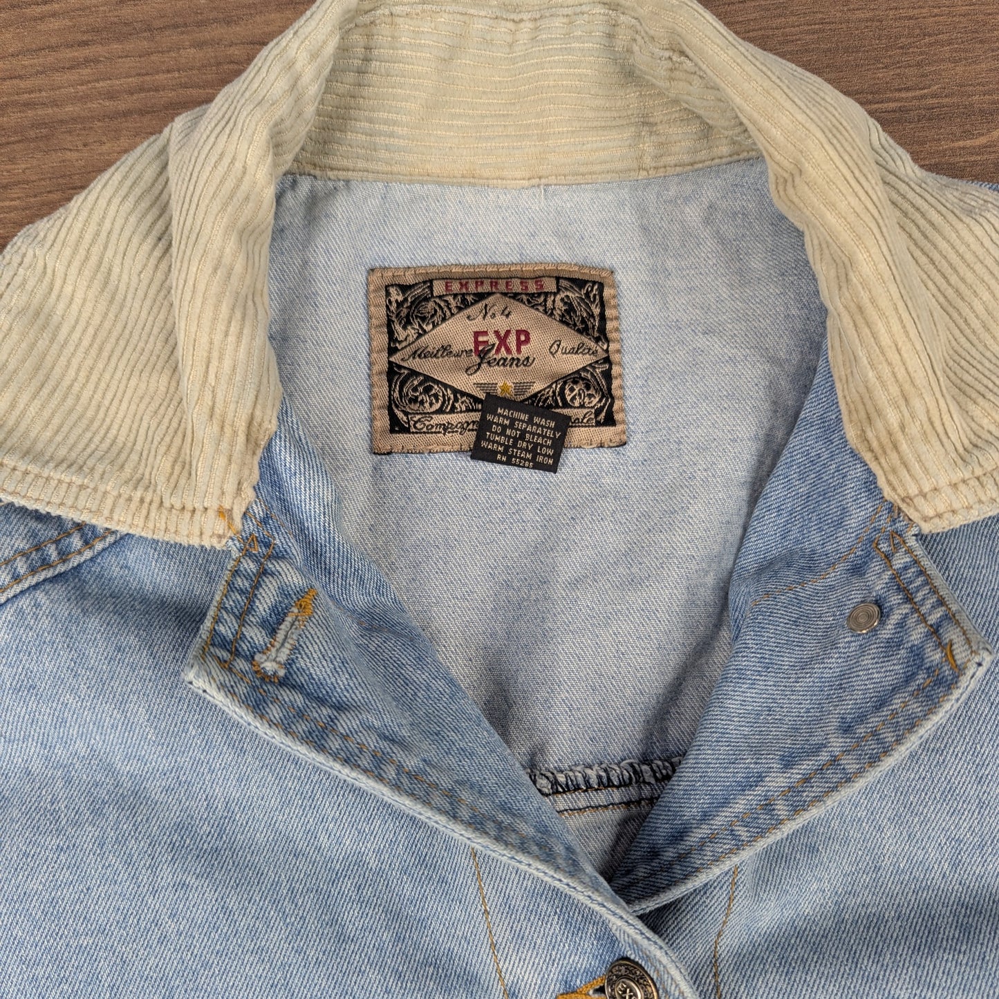 Vintage 90's Blue Oversized Mac Style Drawstring Denim Jacket Size M