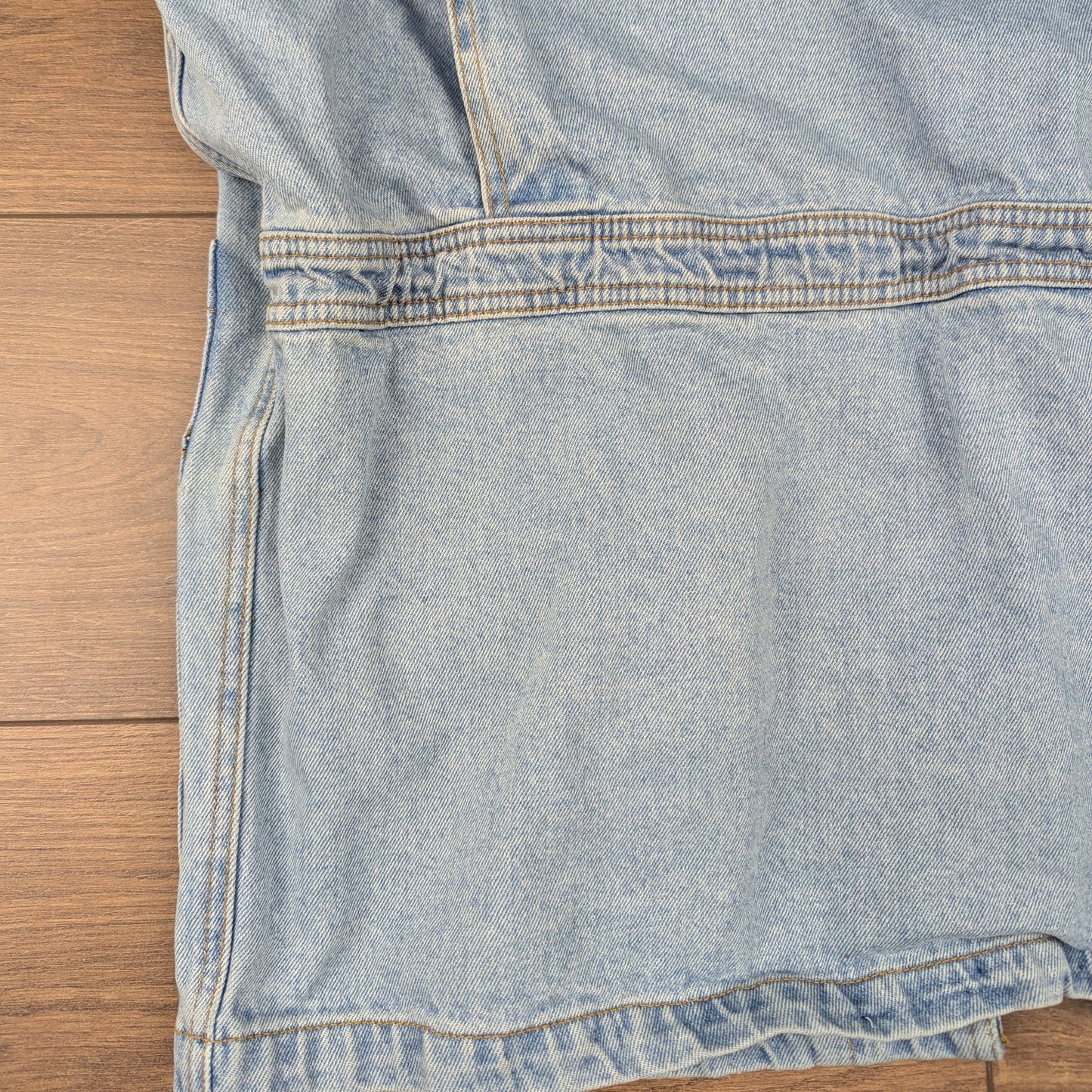 Vintage 90's Blue Oversized Mac Style Drawstring Denim Jacket Size M