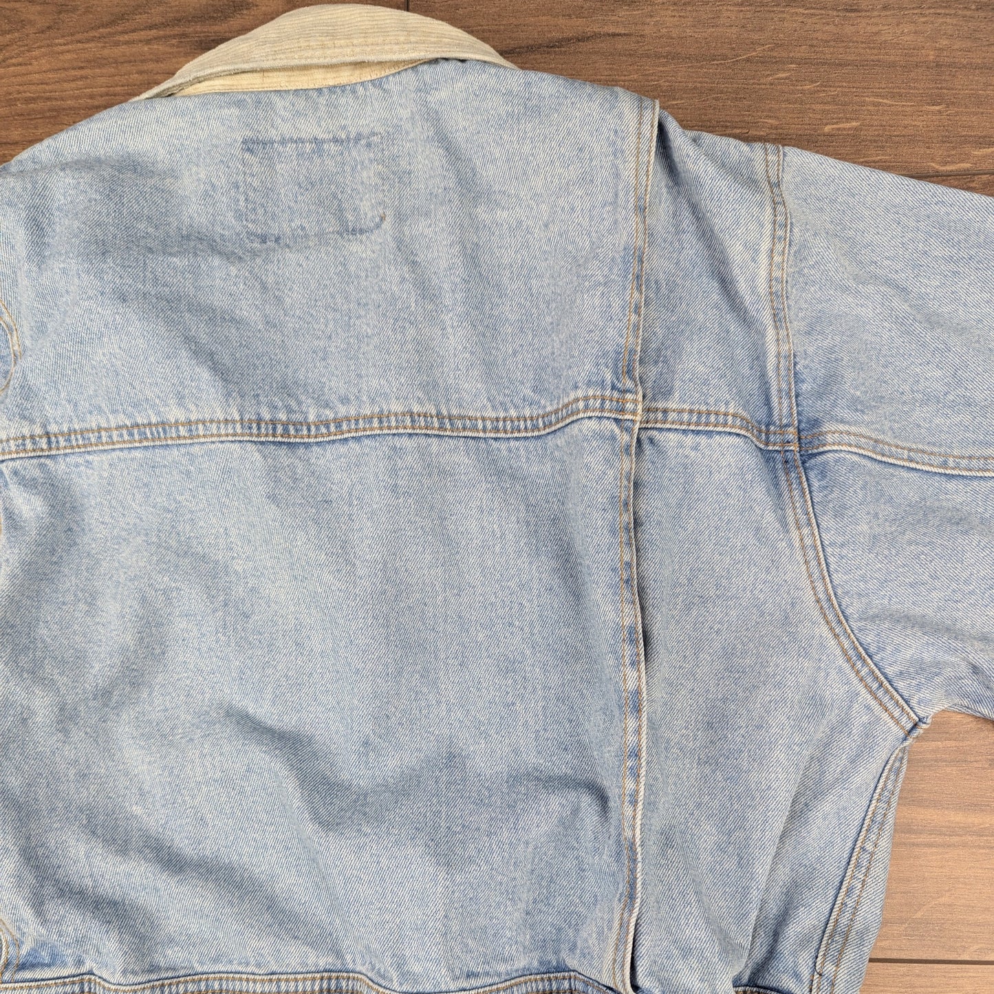 Vintage 90's Blue Oversized Mac Style Drawstring Denim Jacket Size M