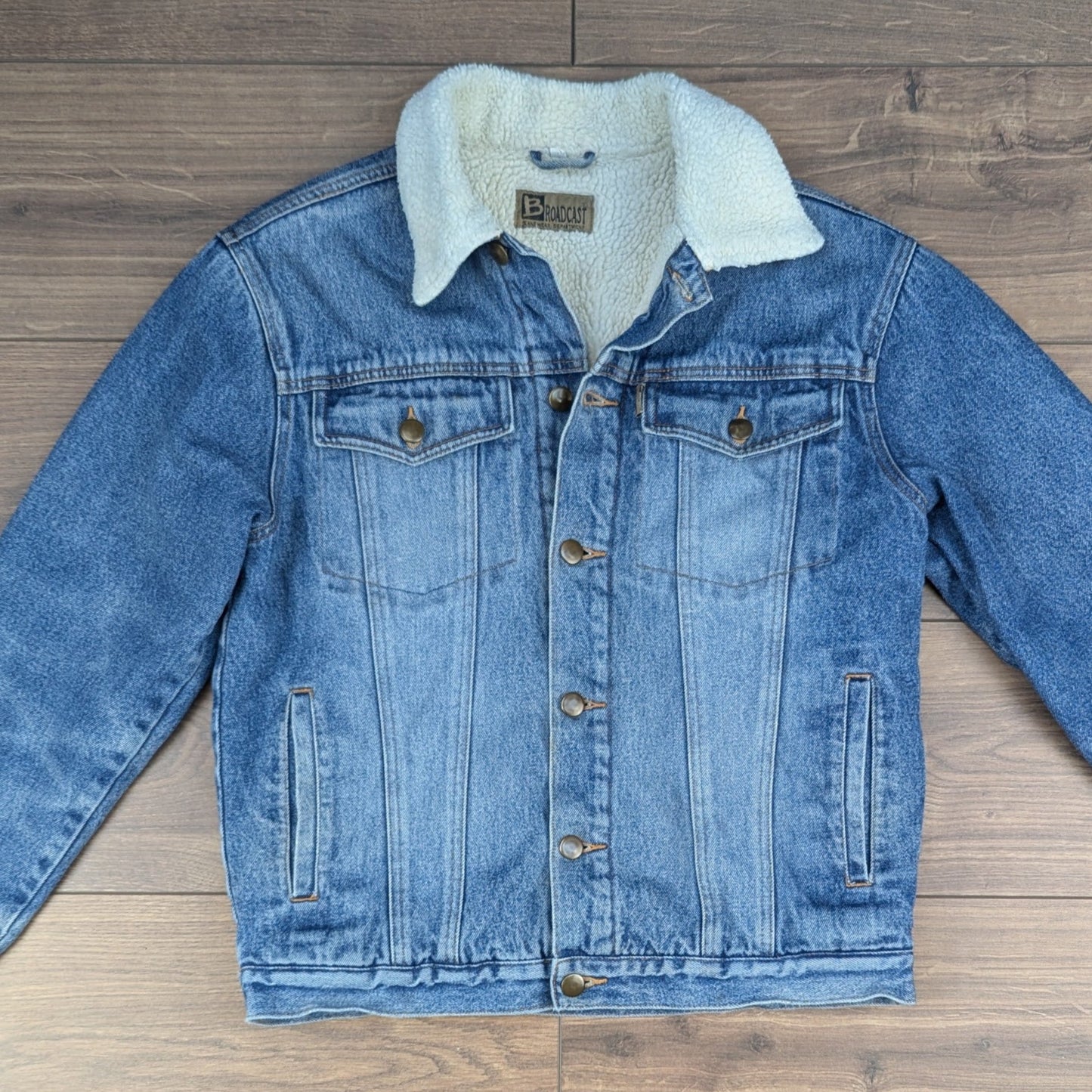 Vintage 90's Blue Sherpa Fleece Lined Trucker Jacket