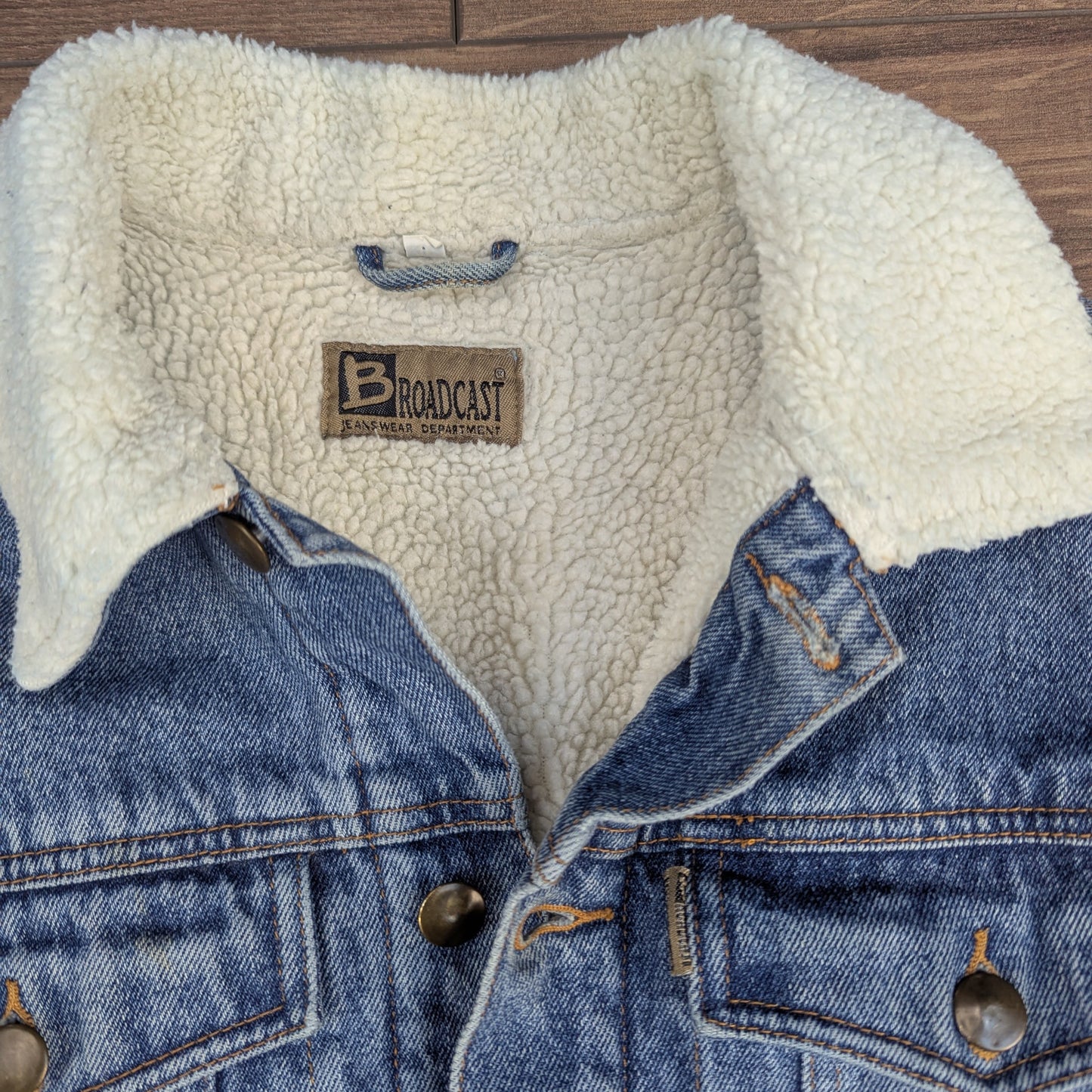 Vintage 90's Blue Sherpa Fleece Lined Trucker Jacket