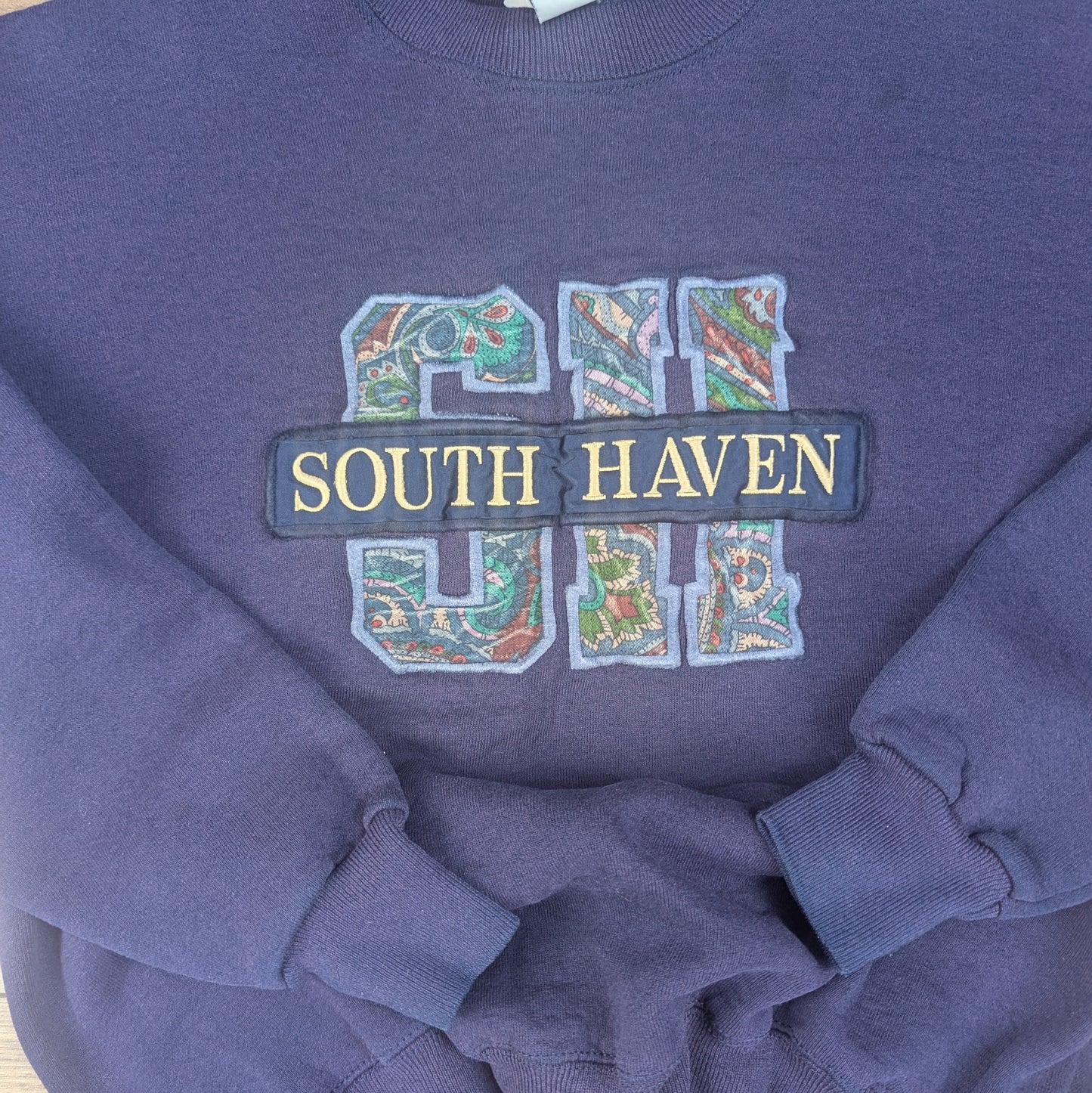 Vintage 90's Navy South Haven Paisley USA Sweatshirt Size L