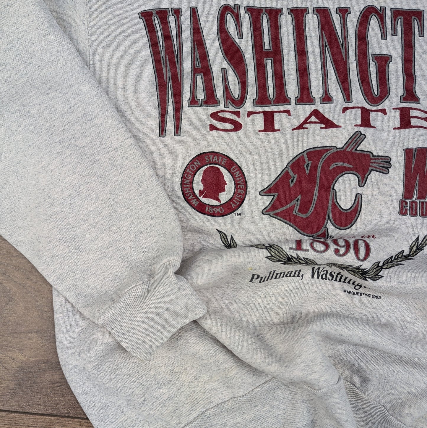 Grey Red Vintage 90's Washington State USA Sweatshirt Size L