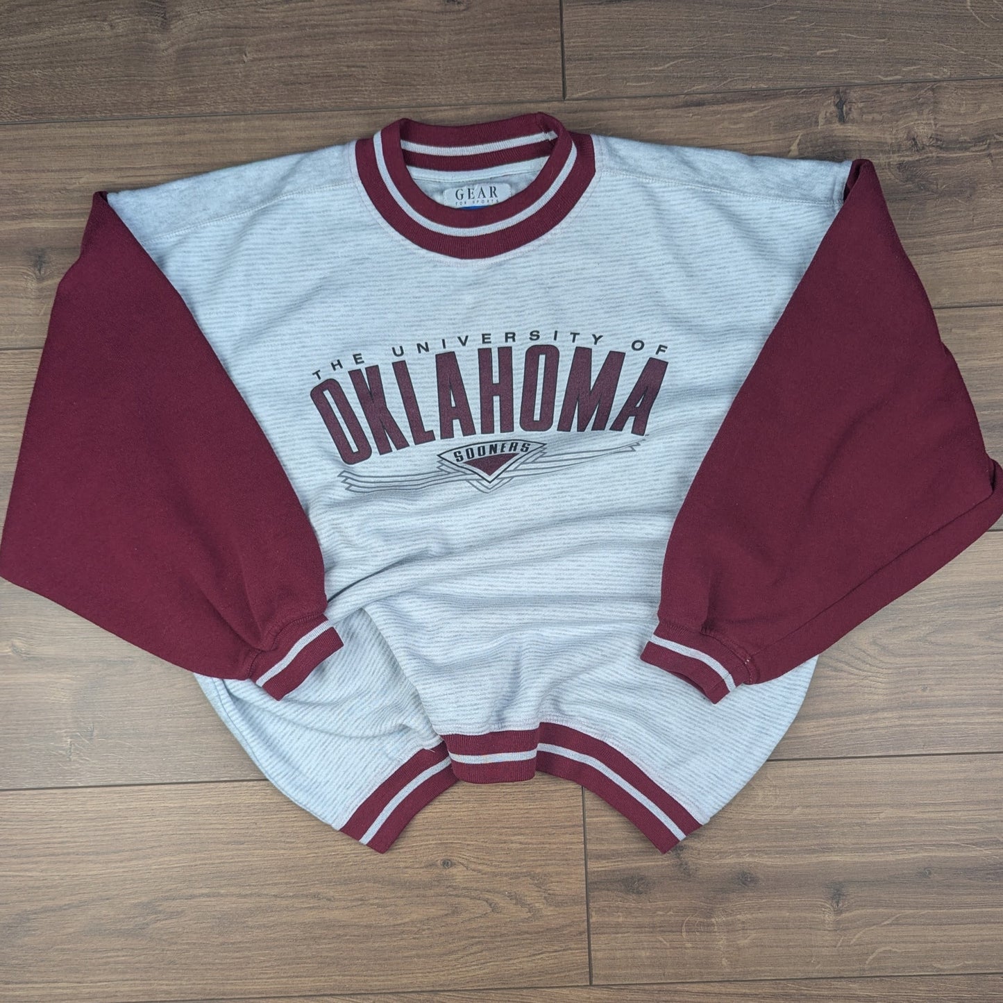 Vintage 80's Red & Grey Oklahoma College Oversized USA Sweatshirt Size XL