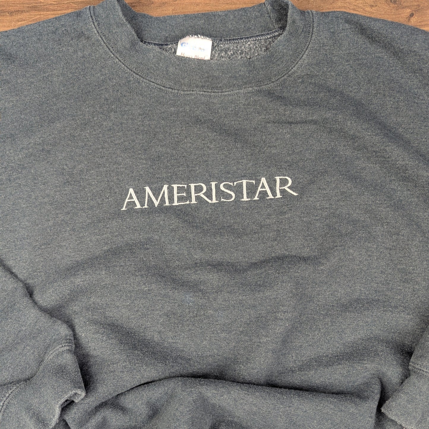 Grey Embroidered Gildan Ameristar Vintage Sweatshirt Size XL