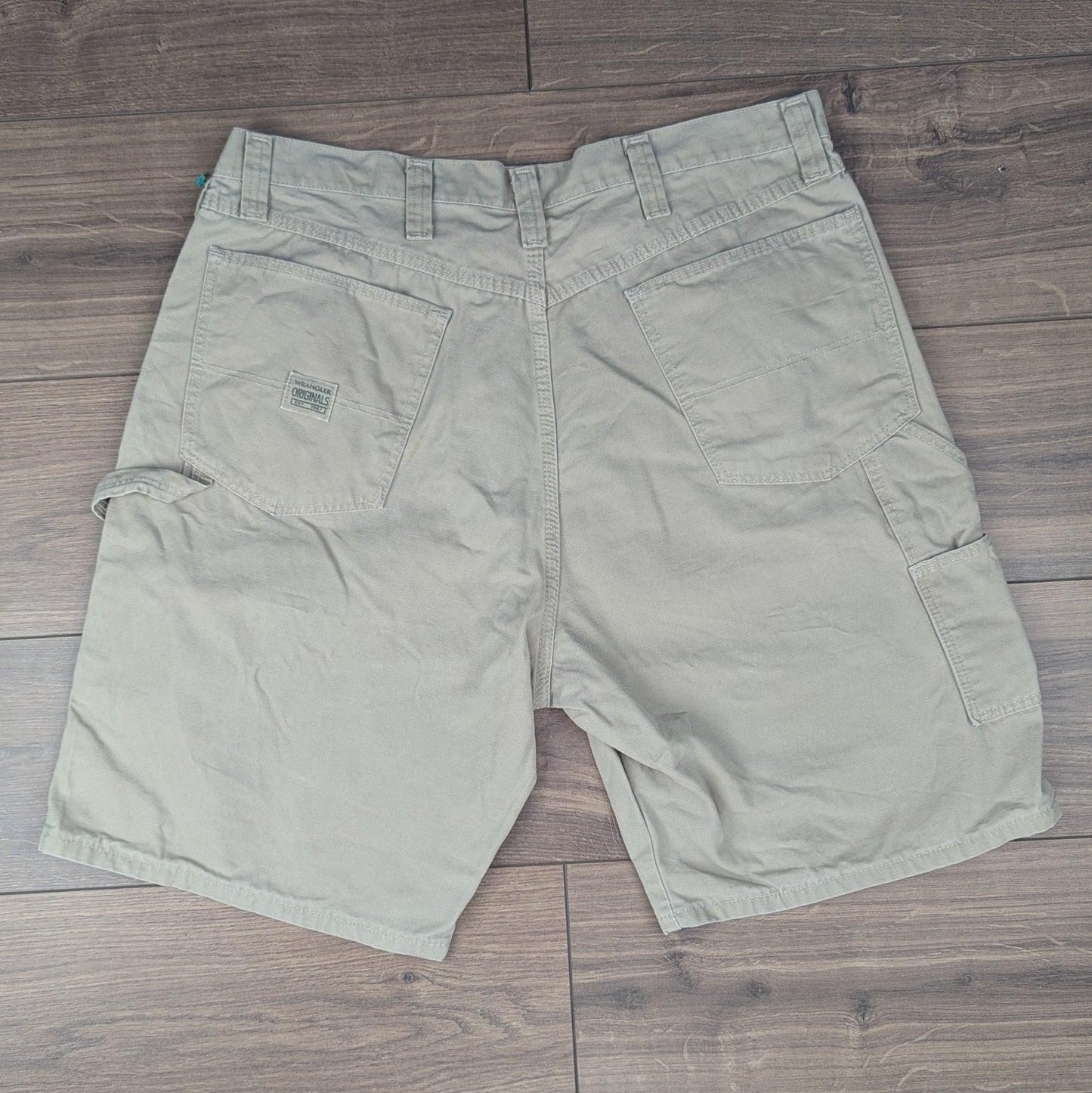 Beige Vintage Wrangler Carpenter Cargo Utility Baggy Denim Shorts W38