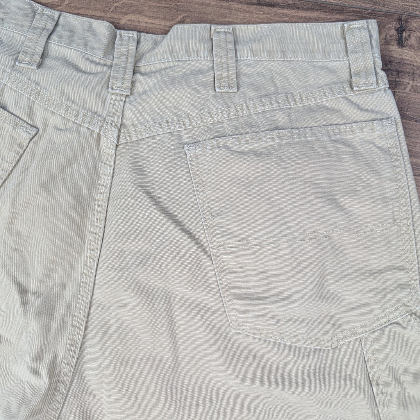 Beige Vintage Wrangler Carpenter Cargo Utility Baggy Denim Shorts W38