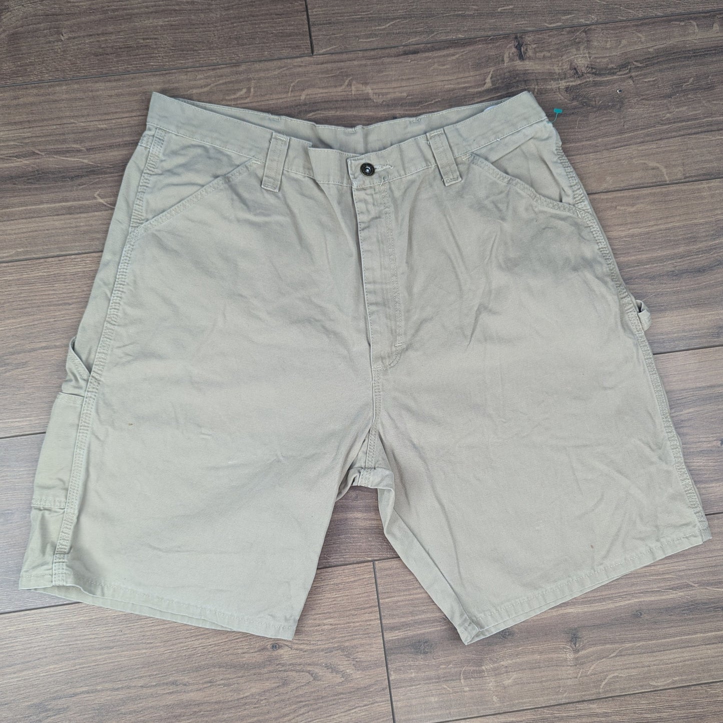 Beige Vintage Wrangler Carpenter Cargo Utility Baggy Denim Shorts W38